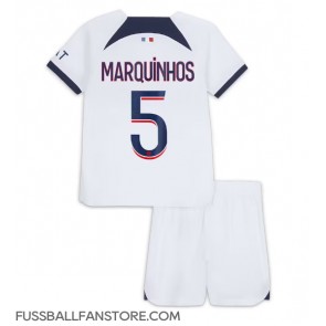 Paris Saint-Germain Marquinhos #5 Replik Auswärtstrikot Kinder 2023-24 Kurzarm (+ Kurze Hosen)